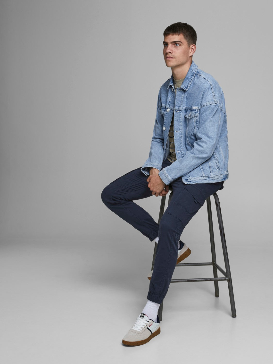 Paul Flake Navy Cargo Pant-Creative view
