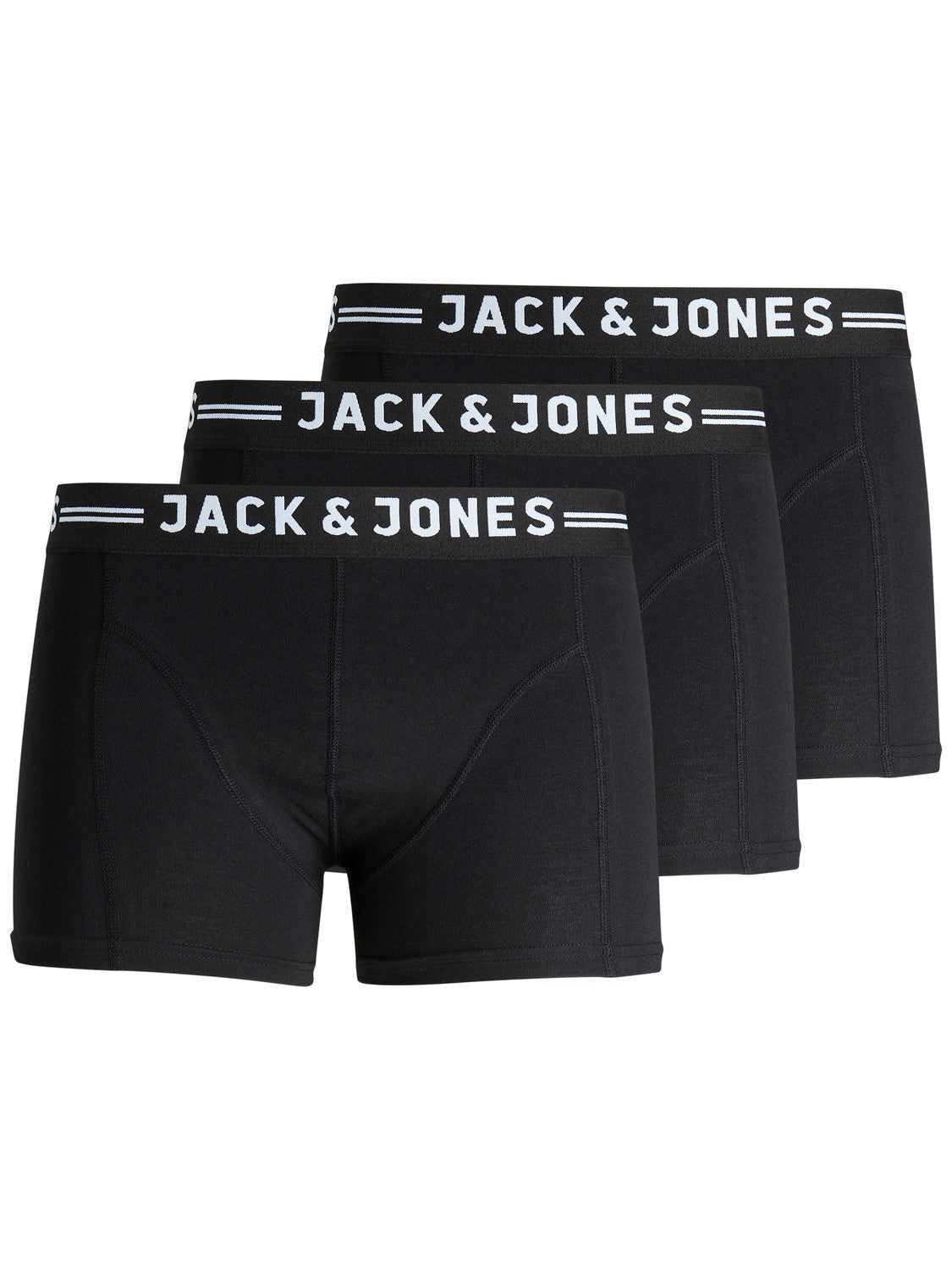 JACK & JONES Sense 3 Pack Boxers by Jack Jones BLACK/BLACK front view