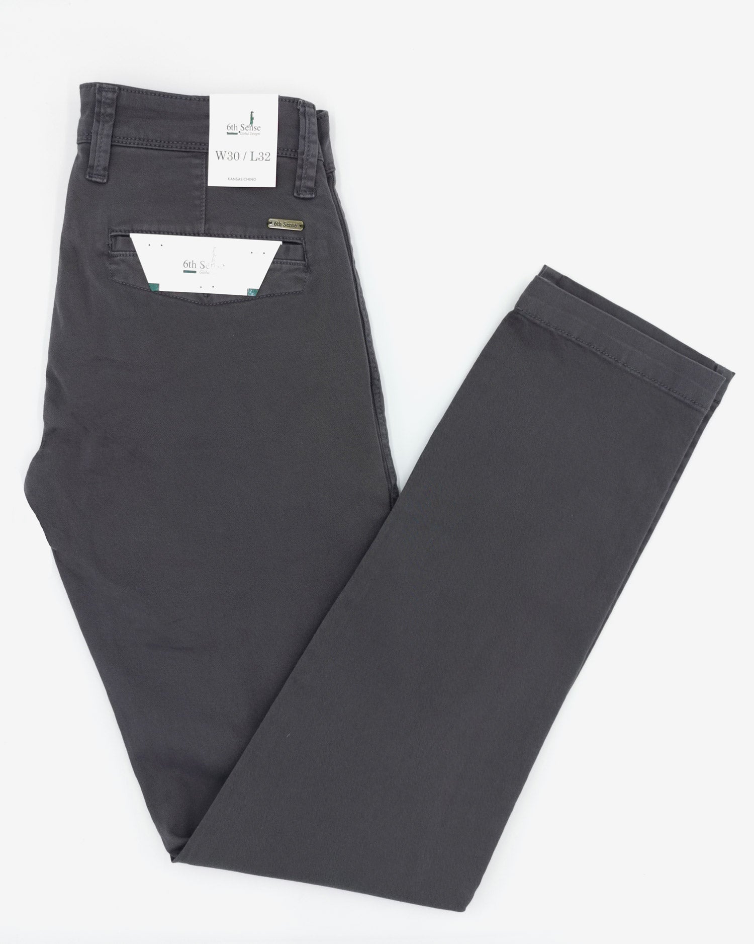 6TH SENSE Kansas Print Mid Grey Chinos Mid Grey front view