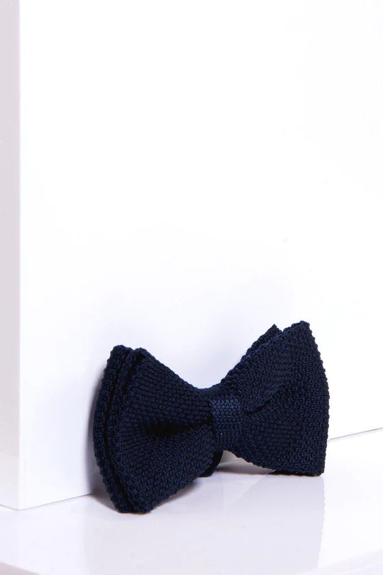 MARC DARCY Men's Knitted Navy Bow Ties NAVY front view