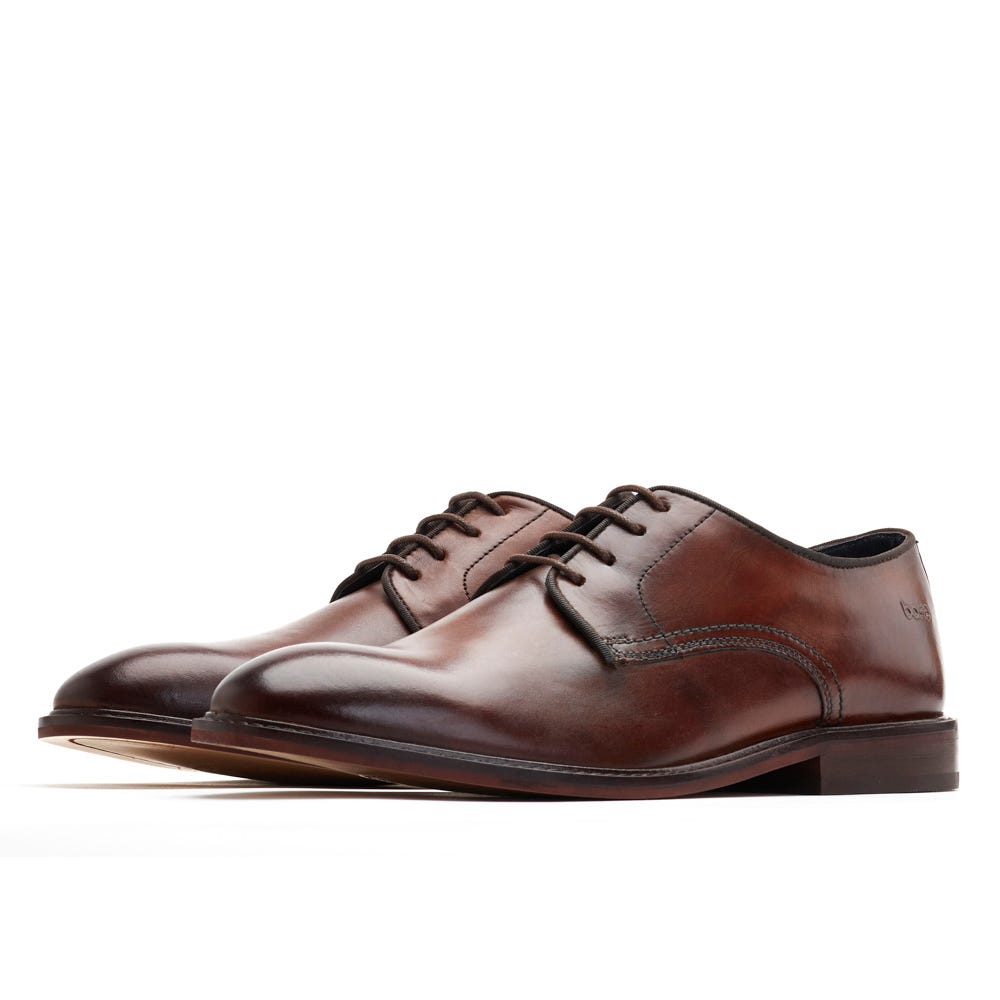 BASE LONDON Keaton Lace-Up Shoe - Brown Washed Brown Washed model front view