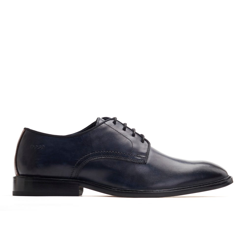 BASE LONDON Keaton Lace-Up Shoe - Navy Washed Navy Washed flat front view