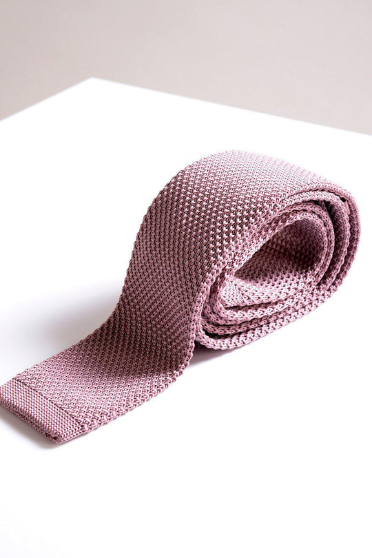 Men's Knitted Blush Pink Tie by Marc Darcy