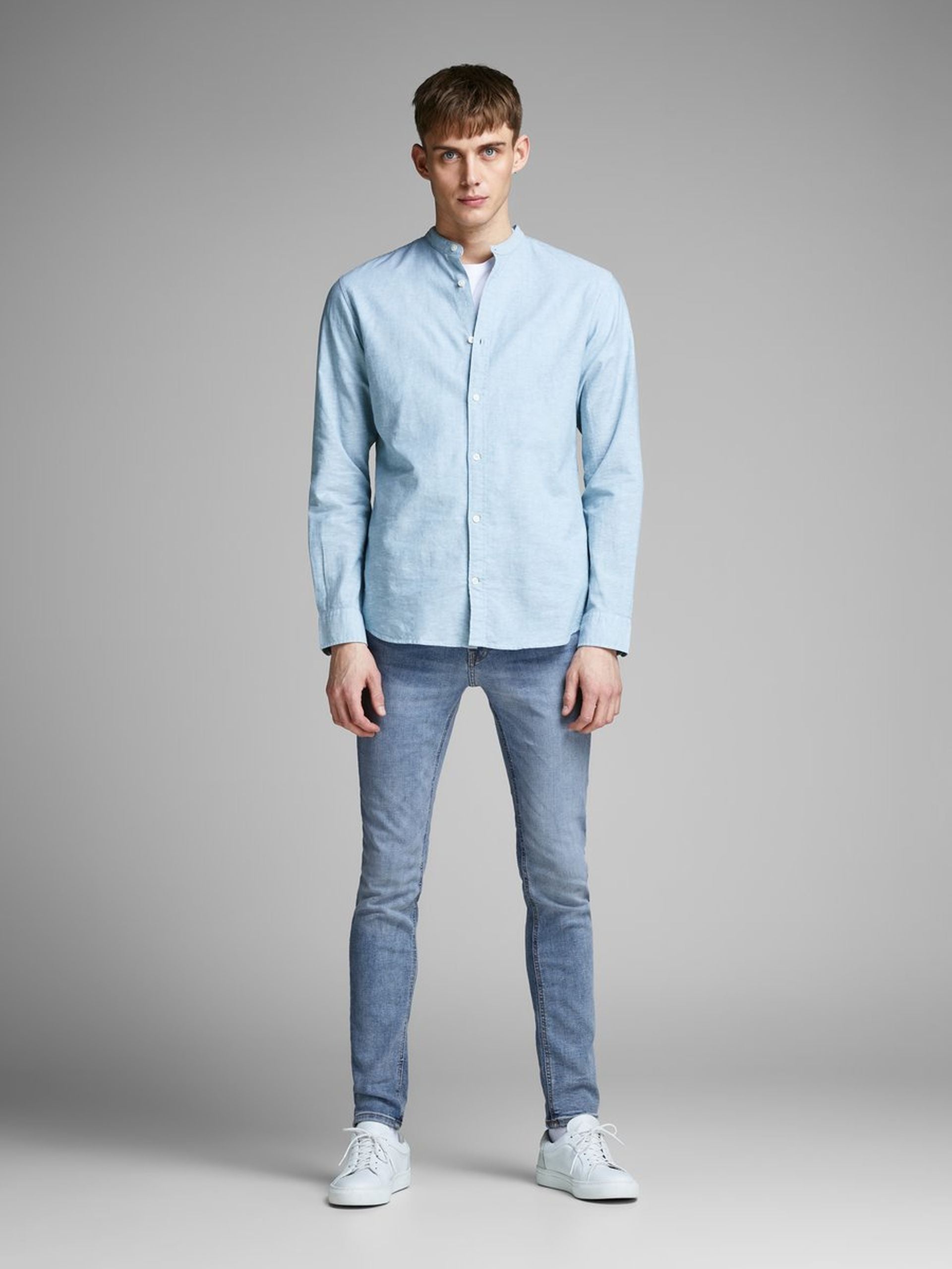 JACK & JONES Liam 792 Light Blue Skinny Jean Light Blue Denim front view