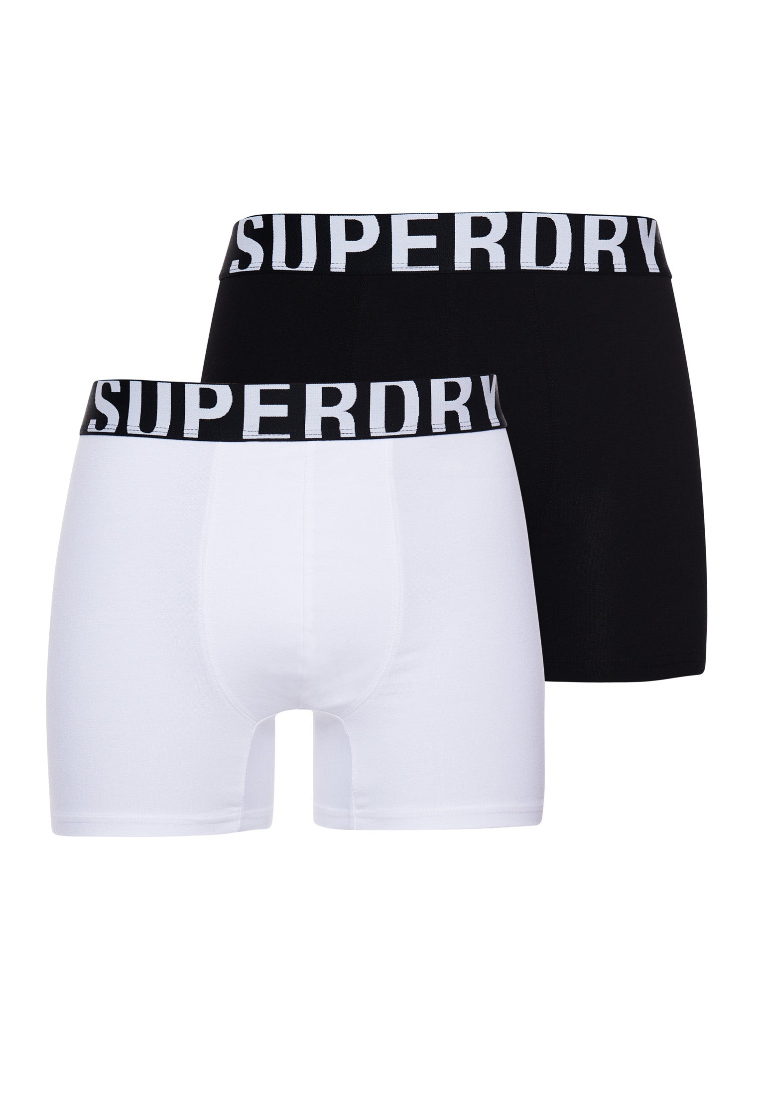 SUPERDRY Boxer Dual Logo Double Pack Black/Optic Black/Optic model front view