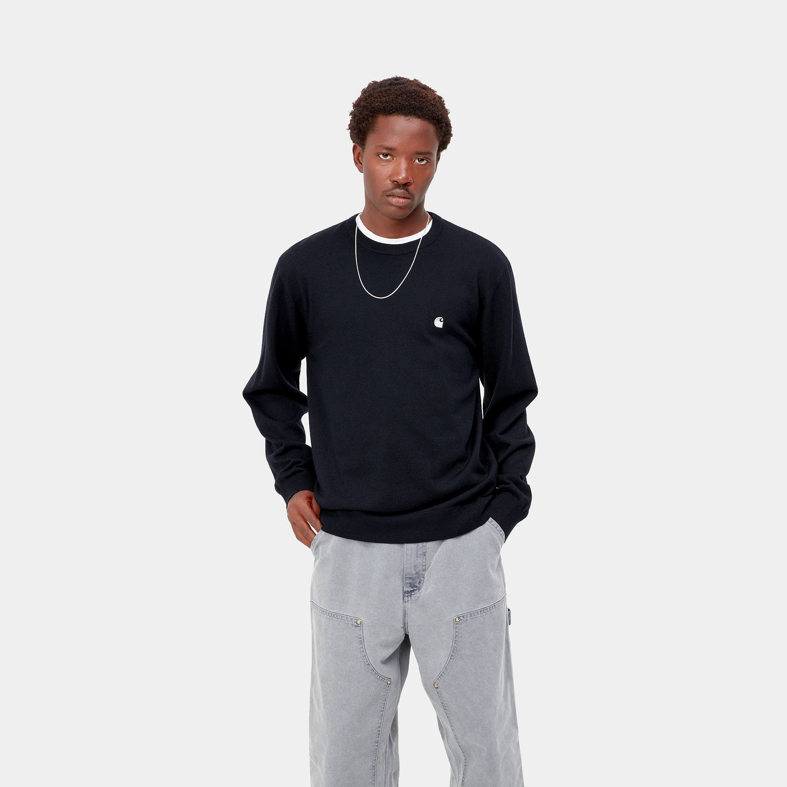 Crew neck Madison Sweater-Dark Navy / Wax