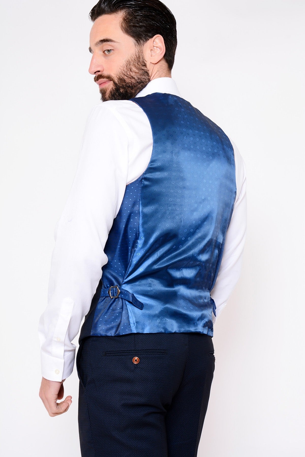 Max 3 Piece Navy Diamond Suit by Marc Darcy - Spirit Clothing
