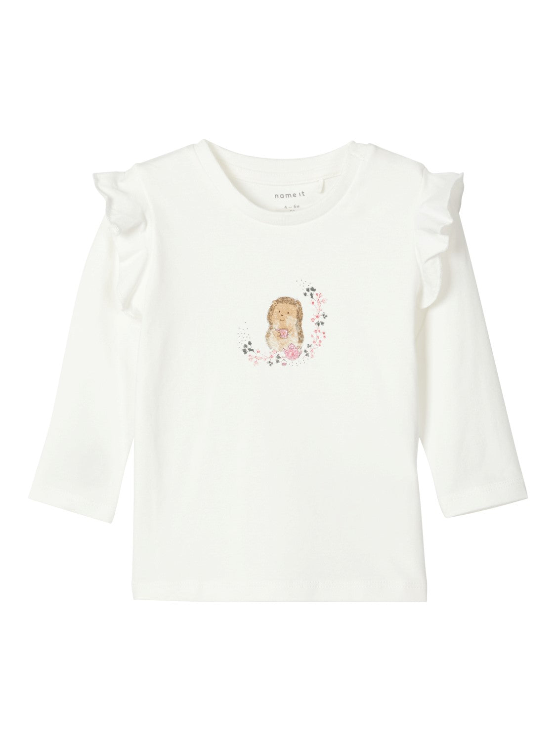 NAME IT Karen Long Sleeve Top White model front view