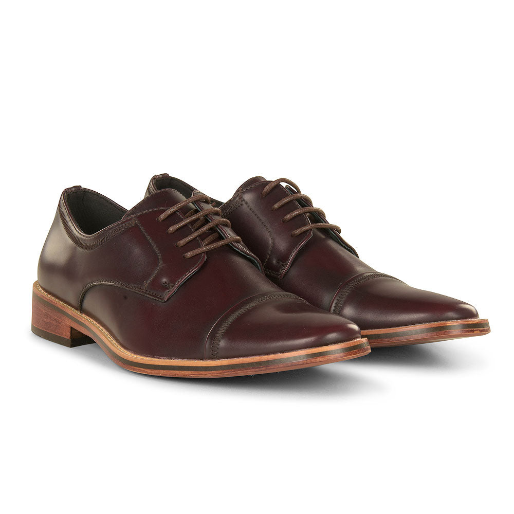 Boys Formal Toe Cap Oxblood Shoe-Goor-996