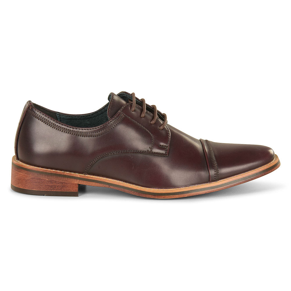 Goor Boyswear Boys Formal Toe Cap Oxblood Shoe-Goor-996 Oxblood model front view