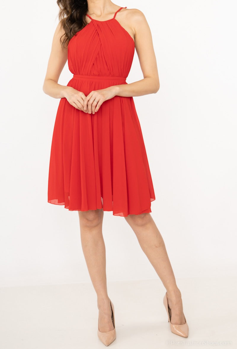 Red Midi Flow Dress