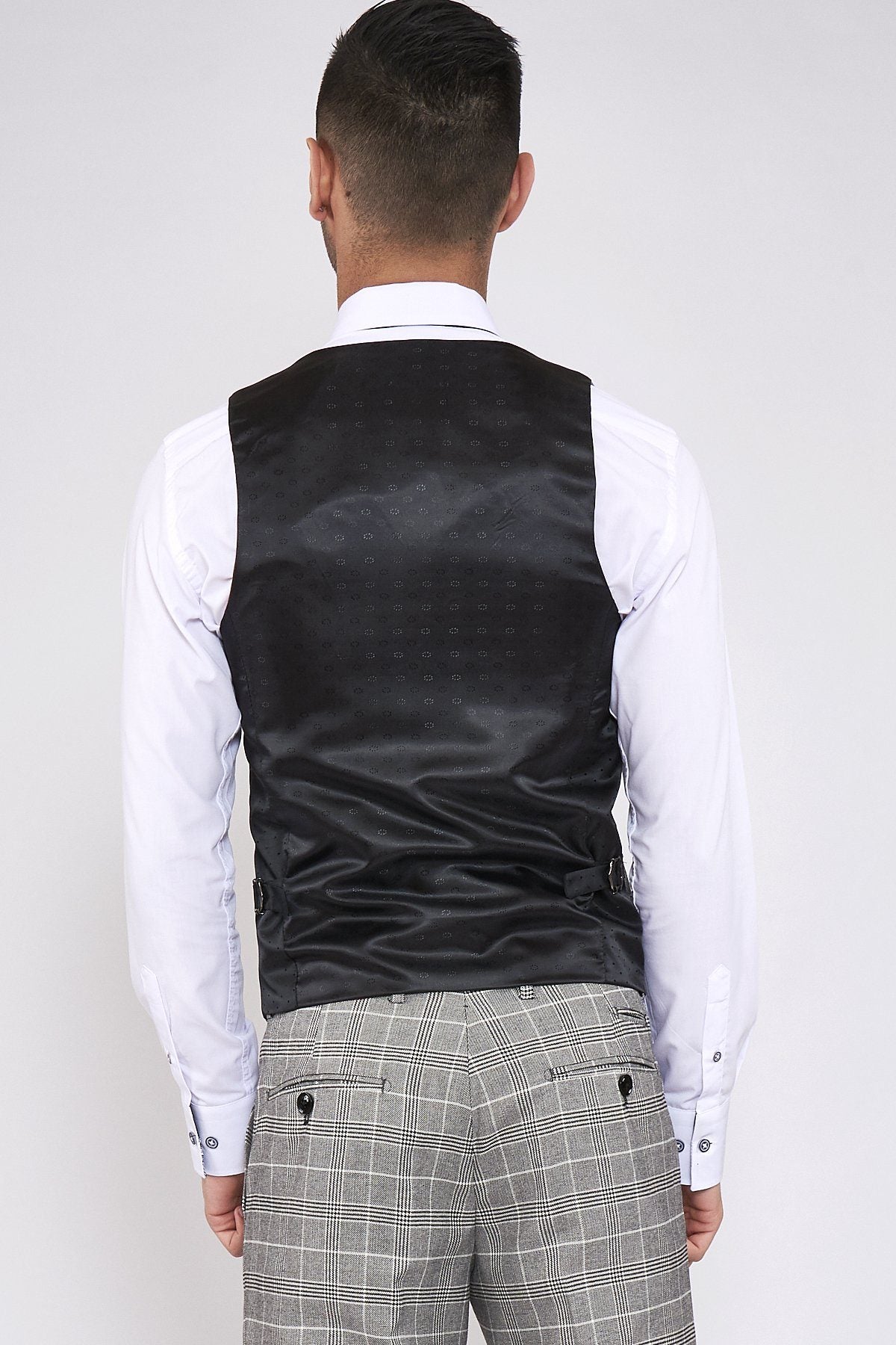 MARC DARCY Ross Check Waistcoat GREY CHECK detail view
