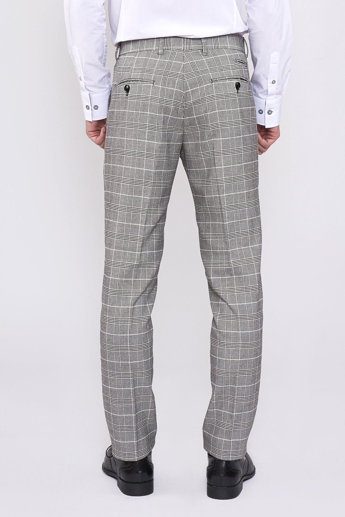 Ross Trousers Grey Check - Spirit Clothing