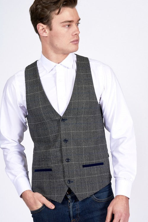 Scott Check Waistcoat By Marc Darcy London - Spirit Clothing