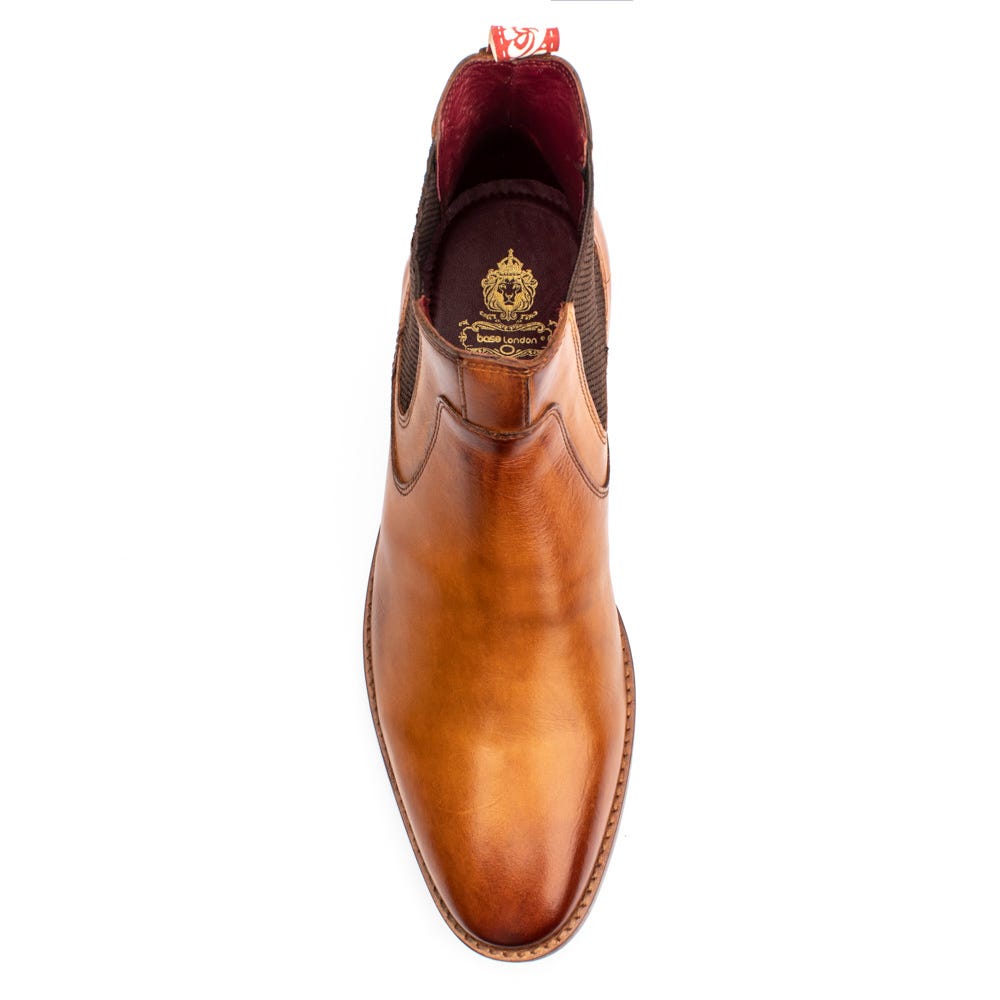 BASE LONDON Scout Tan Washed Chelsea Boot Tan back view