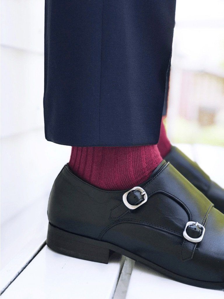 Bamboo Socks Deep Burgundy-SP087-Shoe view