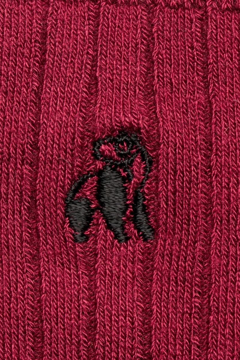 Bamboo Socks Deep Burgundy-SP087-Logo view