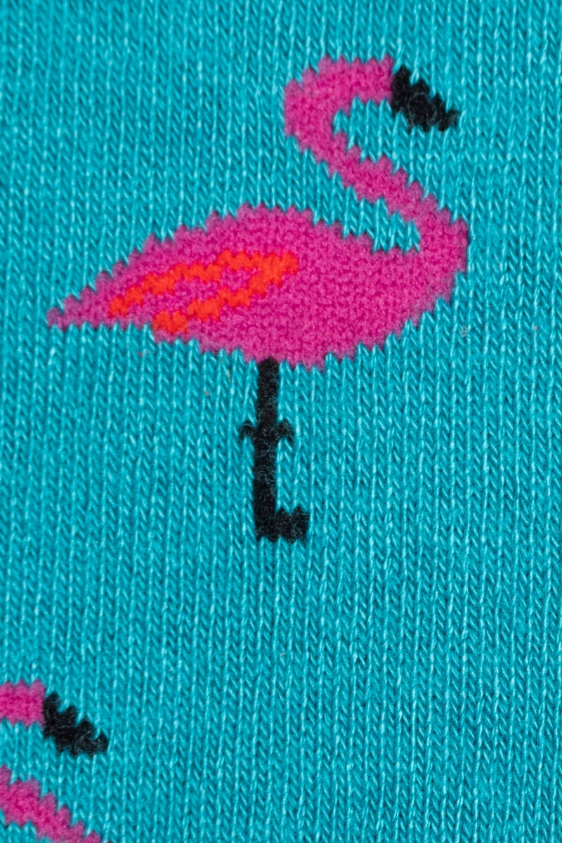 Swole Panda Flamingo Bamboo Socks Blue/Pink detail view