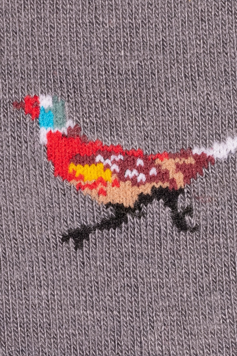 Pheasant design mens grey socks