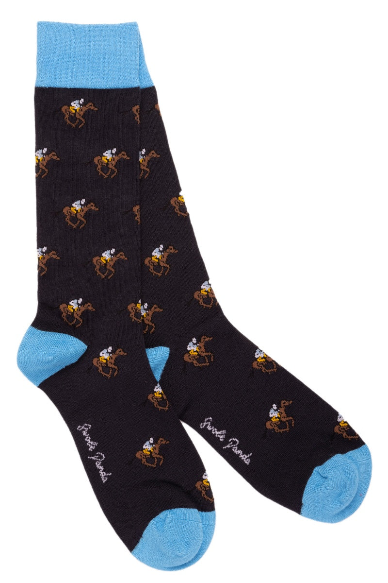 Jockey Pattern Bamboo Black Mens Socks-SP381-L