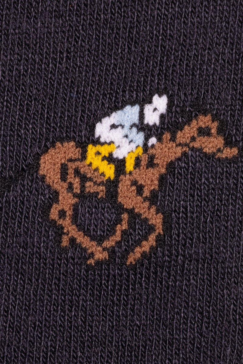 Jockey Pattern Bamboo Black Socks-Jockey design view