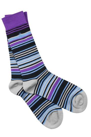 Men's Purple/Blue Narrow Stripe Socks