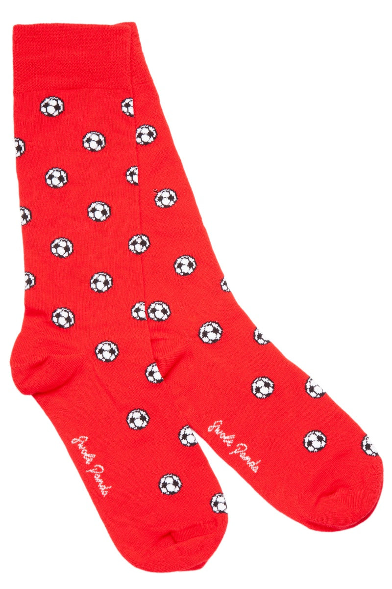 Football Bamboo Red Mens Socks  -SP390-L