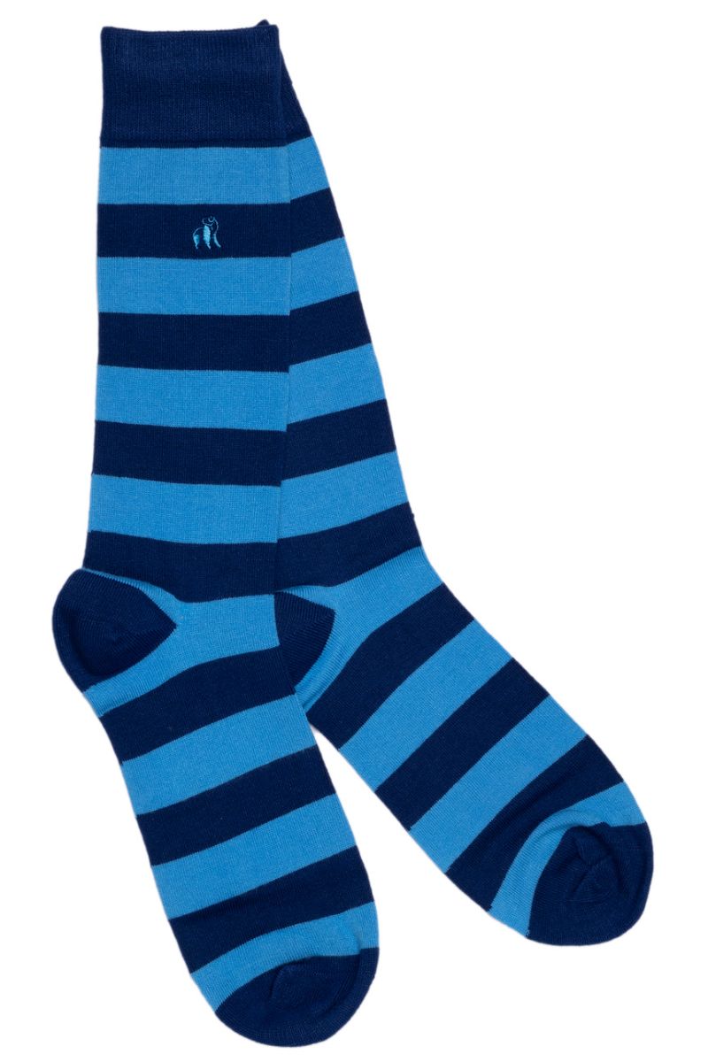 Bamboo Striped Mens Socks Sky Blue-SP093