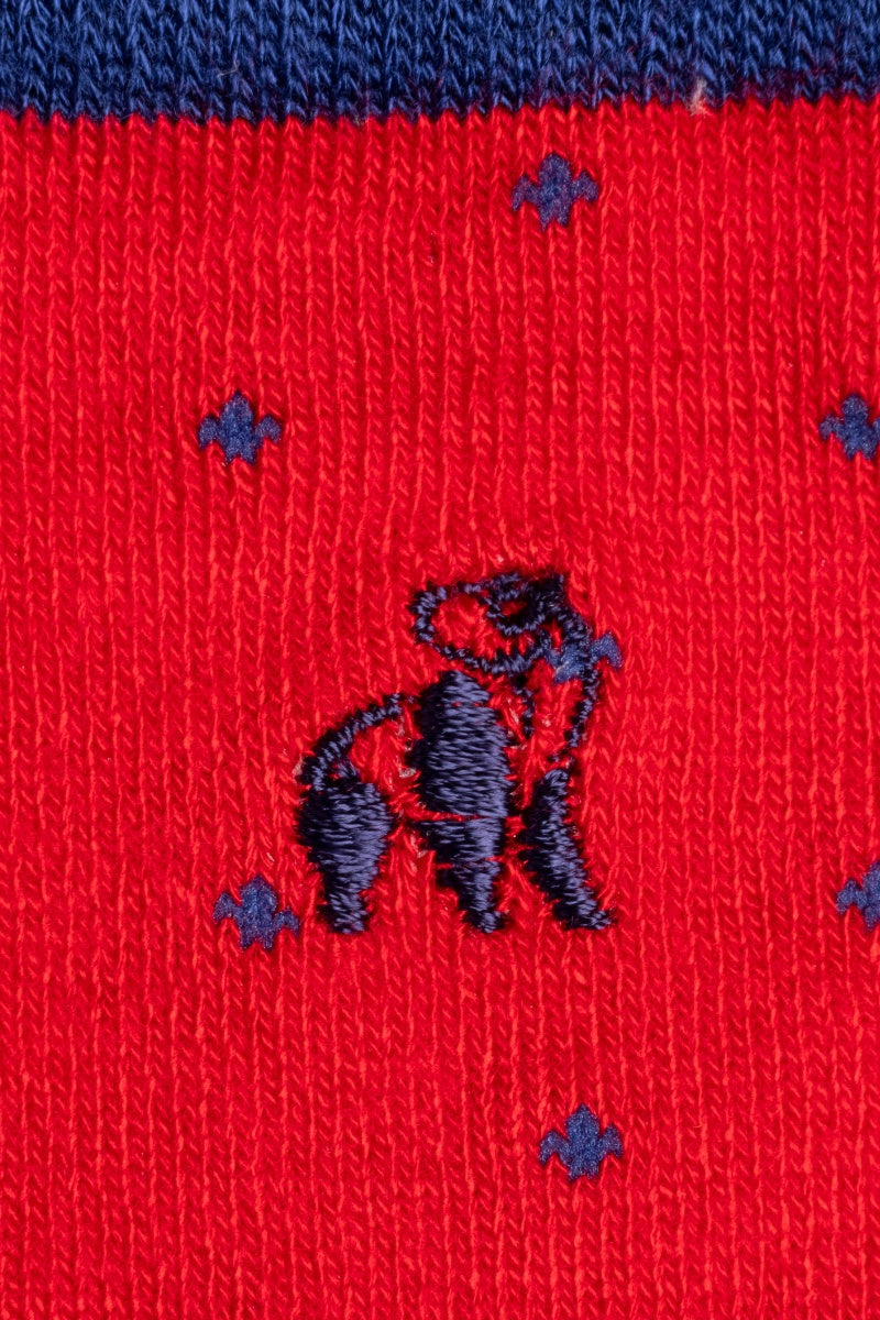 Swole Panda Spotted Bamboo Red Navy Spotted Socks Red detail view