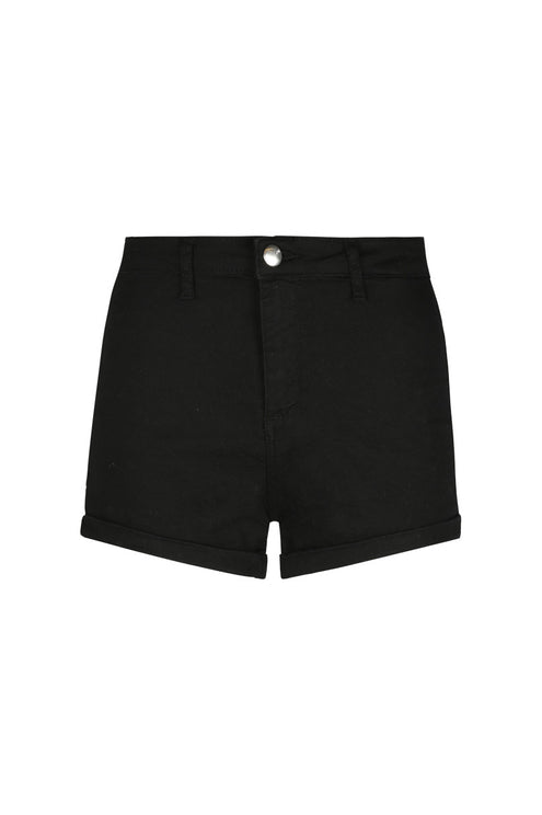 High Waist Black Denim Shorts - Spirit Clothing