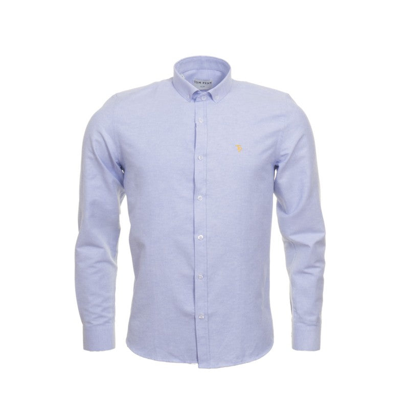 tom penn Solid Button Down Collar by Tom Penn Blue front view