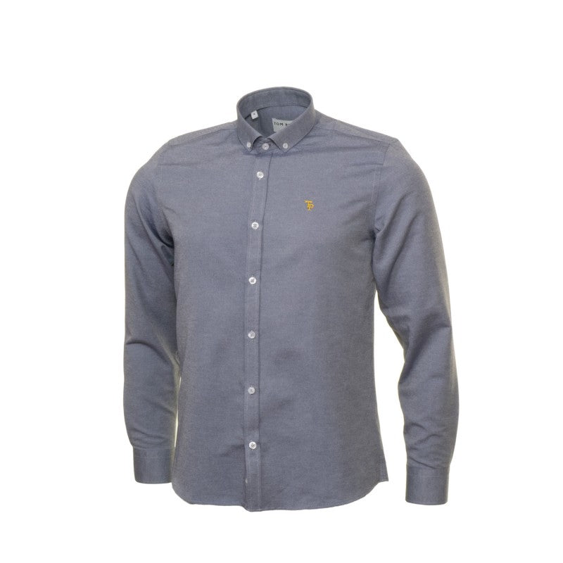 tom penn Solid Button Down Collar by Tom Penn Blue flat front view