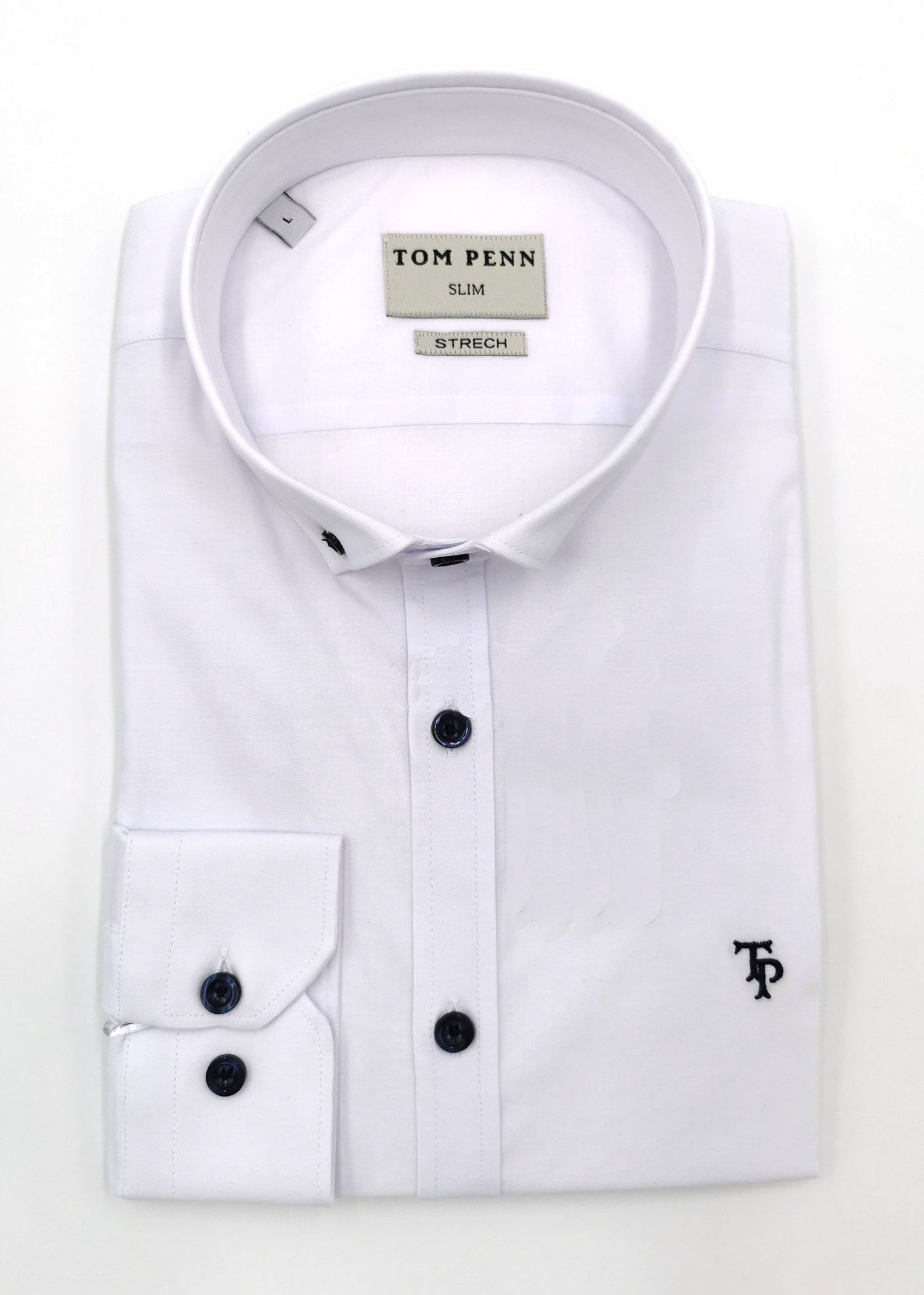 tom penn Tom Penn Button Down Slim Fit Shirt White front view