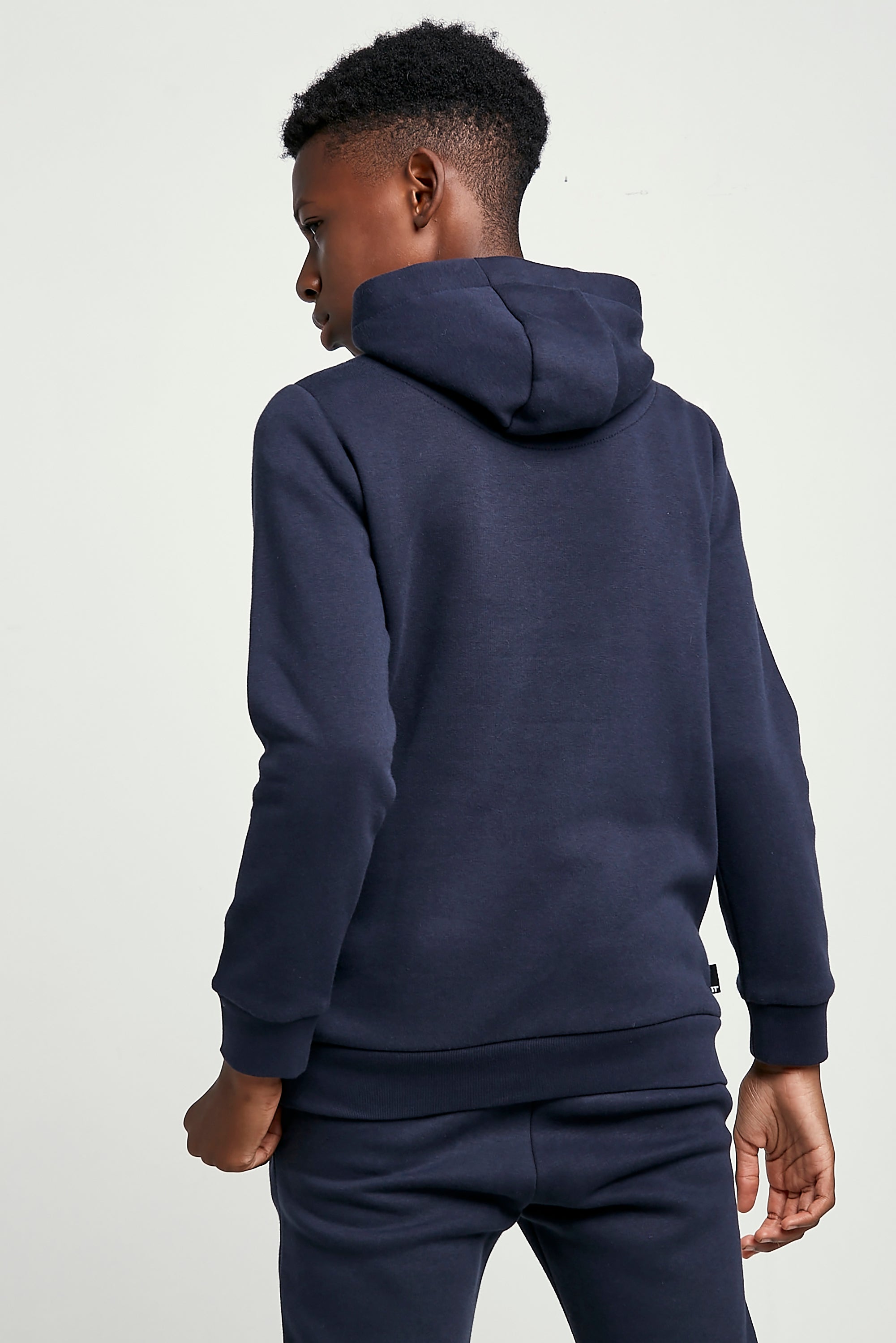 Core Pull Over Junior Hoodie Small Logo - Navy-Back View