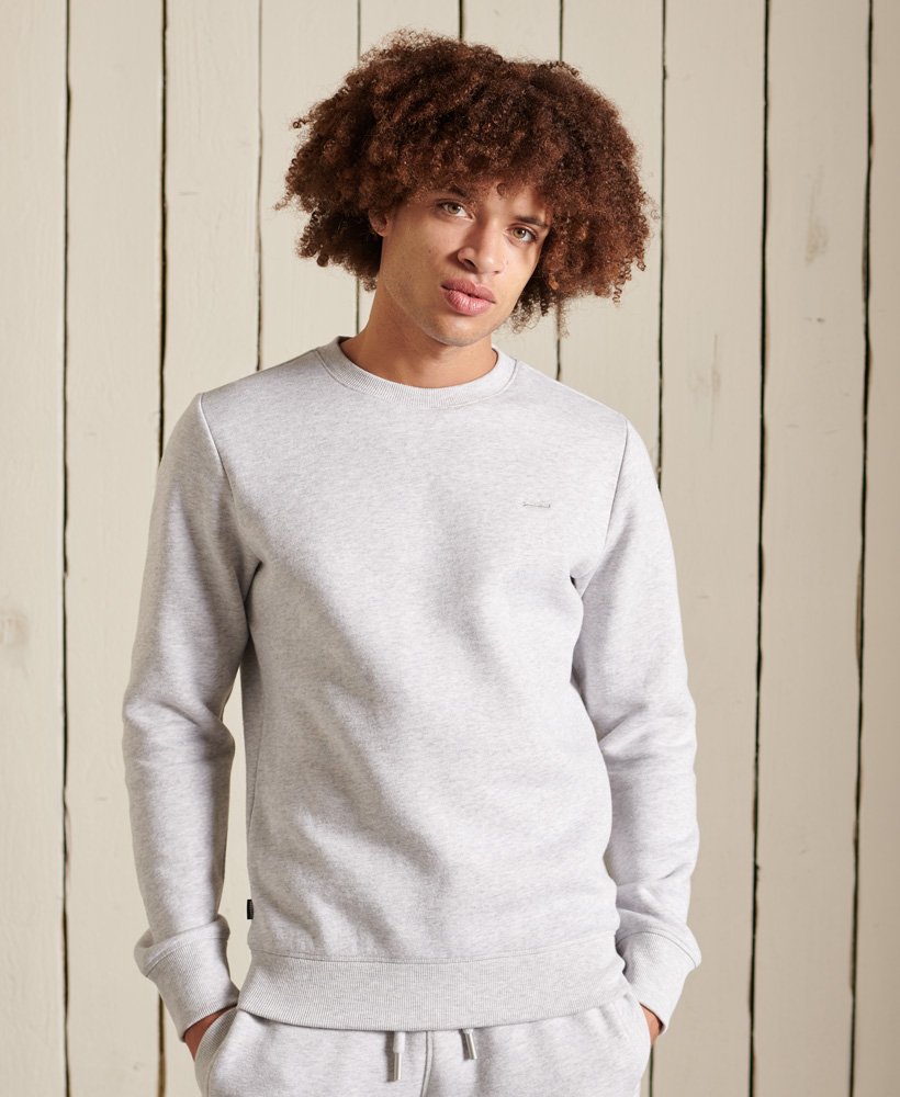 Men's Vintage logo Glacier Grey Marl Crew Sweatshirt-Model Front View