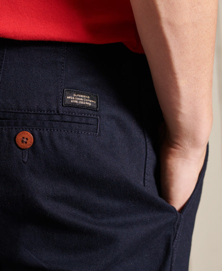 Men's Officers slim Indigo chino -Back Pocket detail