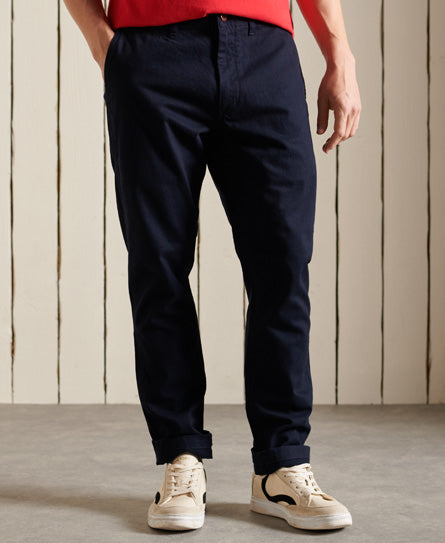 Men's Officers slim Indigo chino -Model view