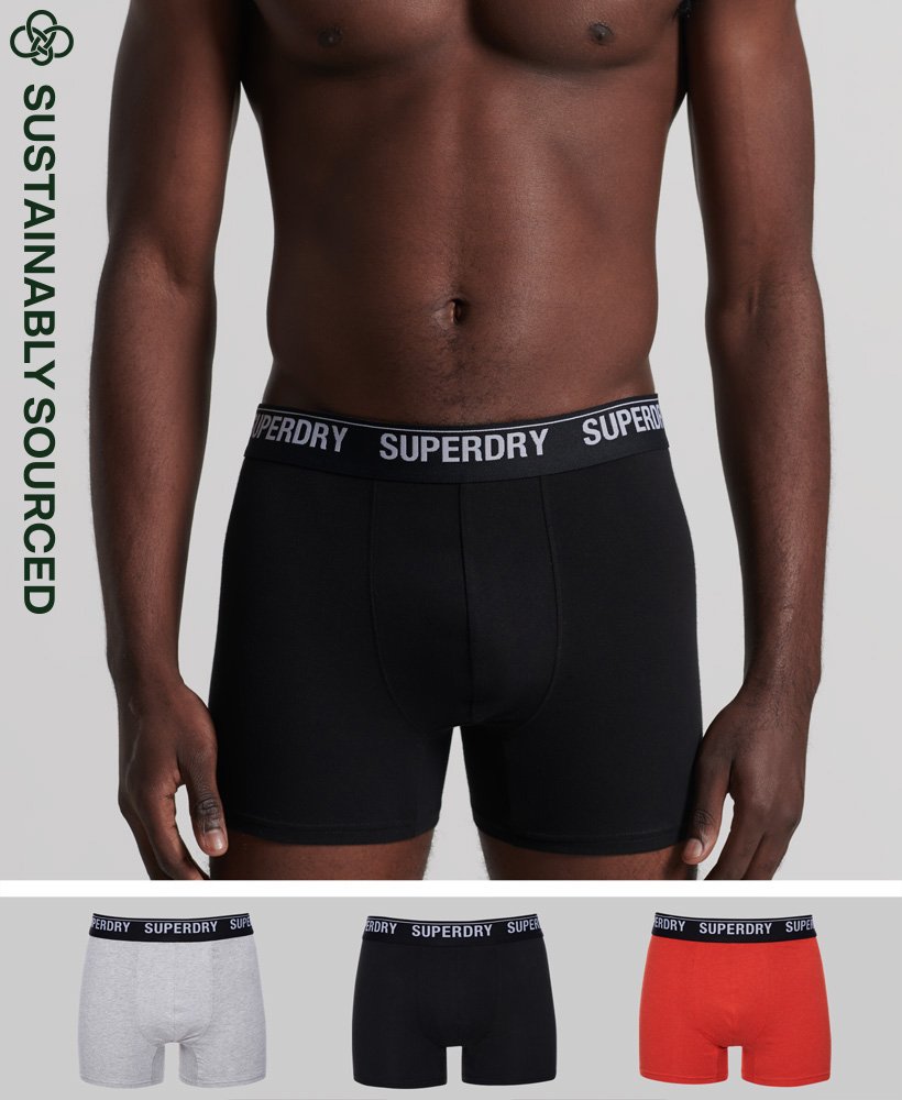 SUPERDRY Boxer Multi Triple Pack Black/Orange/Grey Black/Orange/Grey front view