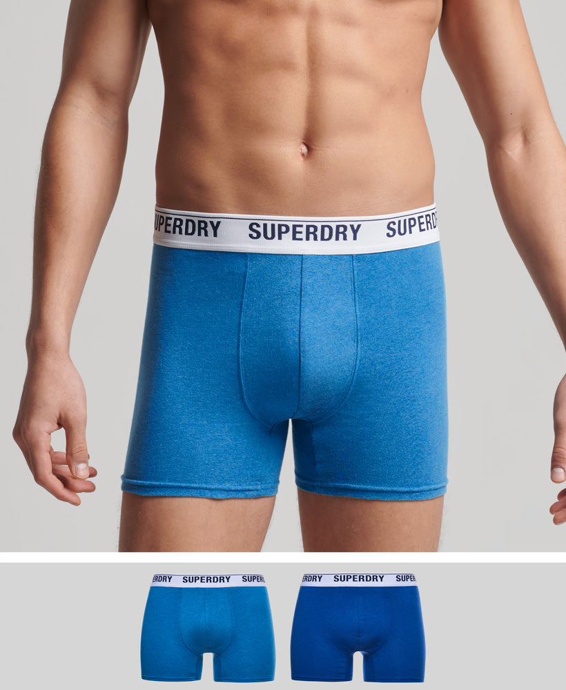 SUPERDRY Boxer Multi Double Pack Mazarine/Electric Mazarine/Electric front view