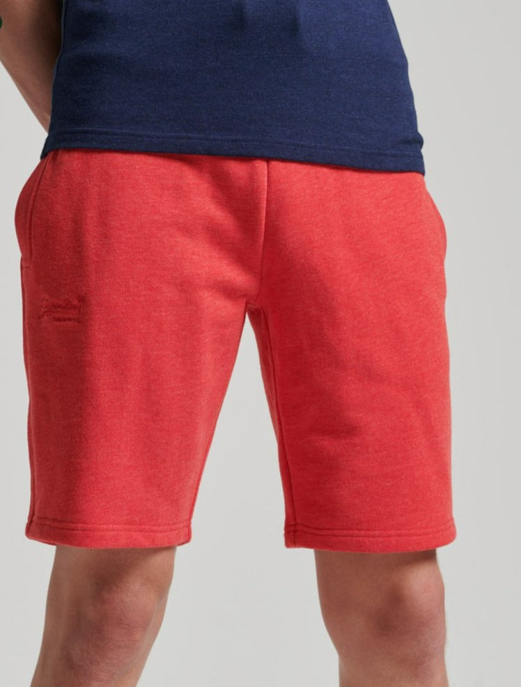 SUPERDRY Vintage logo jersey shorts Papaya Red Marl Papaya Red Marl front view