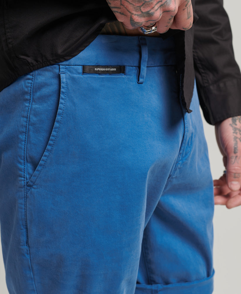 Superdry's Studios core chino short Neptune Blue-Side pocket detail