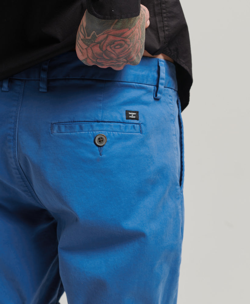 Superdry's Studios core chino short Neptune Blue-Back pocket detail
