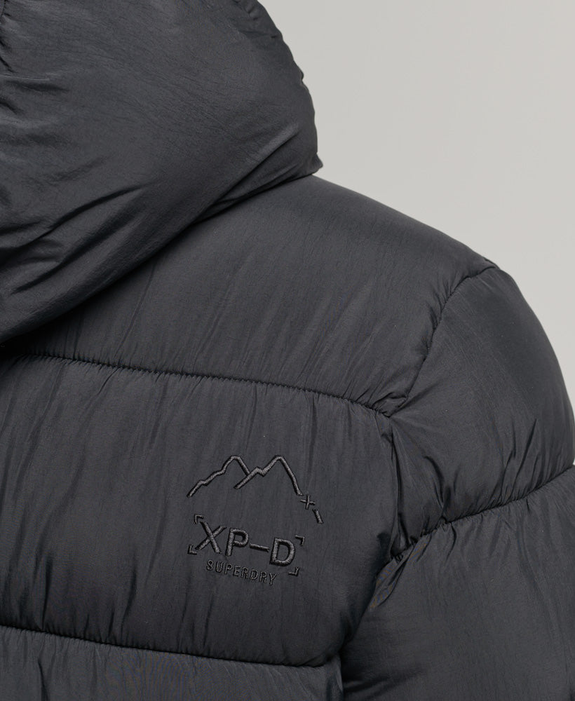 Men's Black XPD Sports Puffer Jacket-Logo View