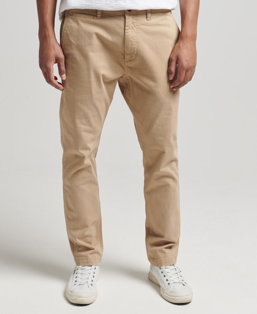 SUPERDRY Officers Slim Beige Chino Stonewash front view