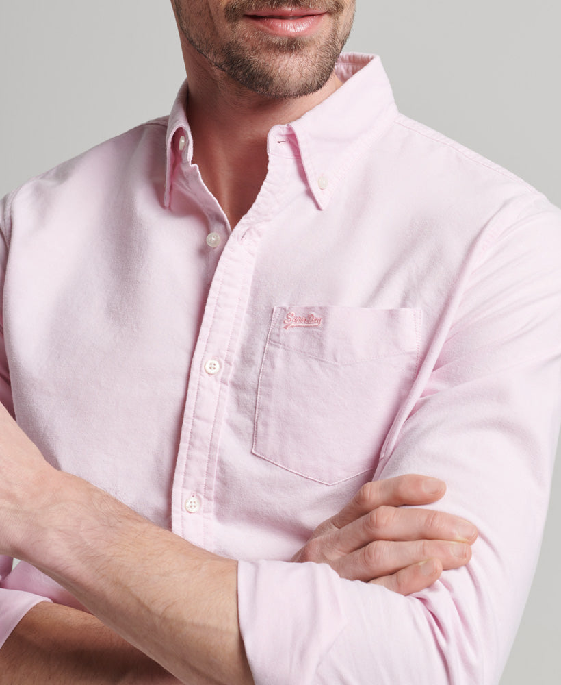 SUPERDRY Vintage Washed Oxford Shirt City Pink City Pink model front view
