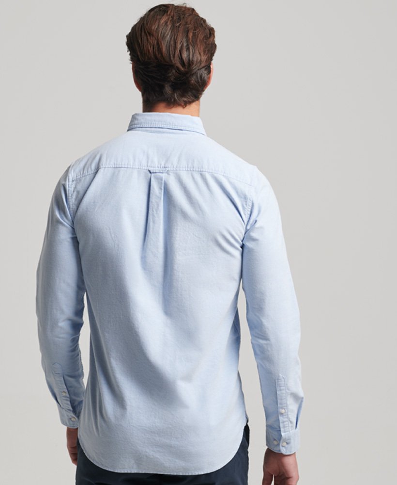 SUPERDRY Vintage Washed Oxford Shirt Classic Blue Oxford Classic Blue Oxford model front view