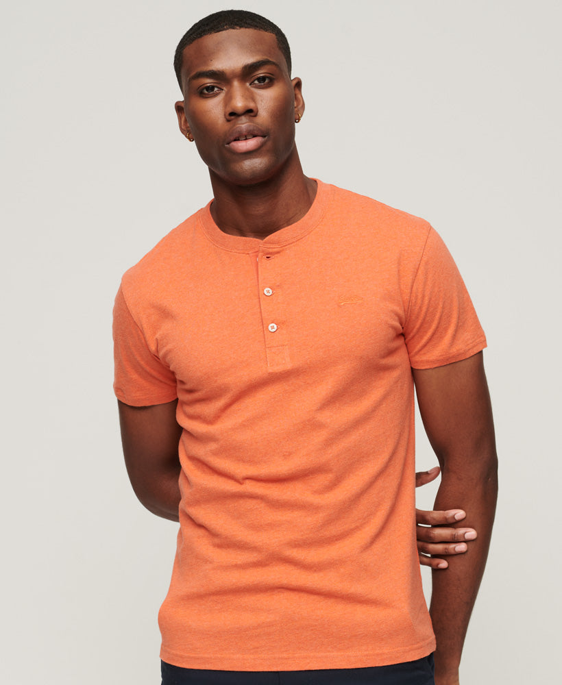SUPERDRY Vintage Logo Emb Short Sleeve Henley Fire Orange Marl Fire Orange Marl front view