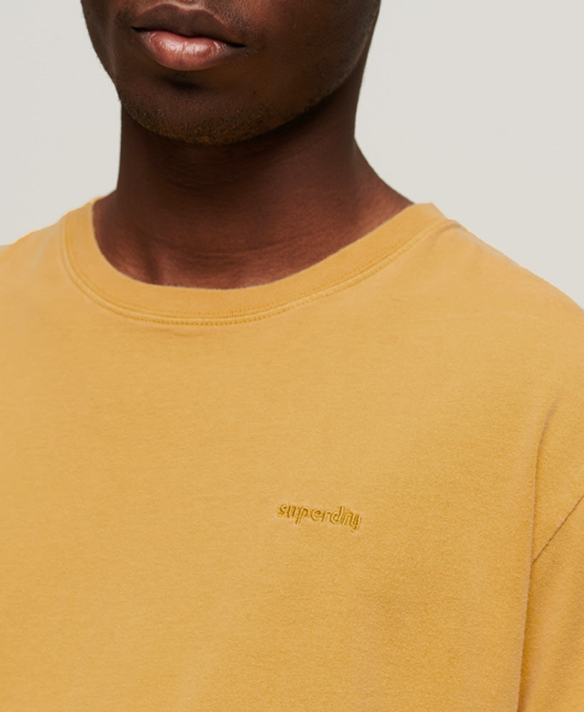 Men's Vintage Washed T-Shirt Nugget Gold-Close Up View