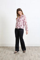 Rant & Rave Anna Frill Top in blush, angled full - length model view