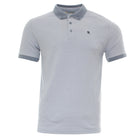 Kenrow Brett Polo Powder Blue front view with textured fabric, contrasting collar and cuffs, three - button placket, and embroidered logo on the chest.
